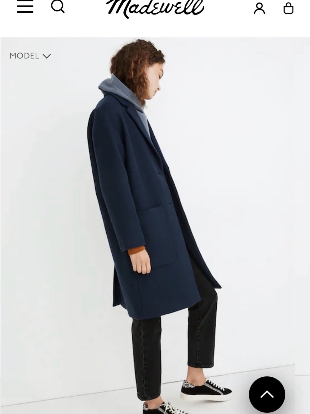 Madewell Navy Wool-Blend Single-Breasted Trench Coat - Picture 5 of 6